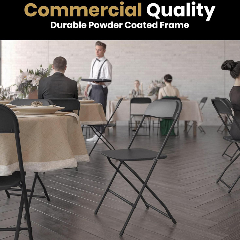 FWStyle Set of 10 Black Folding Plastic Chair Image 5