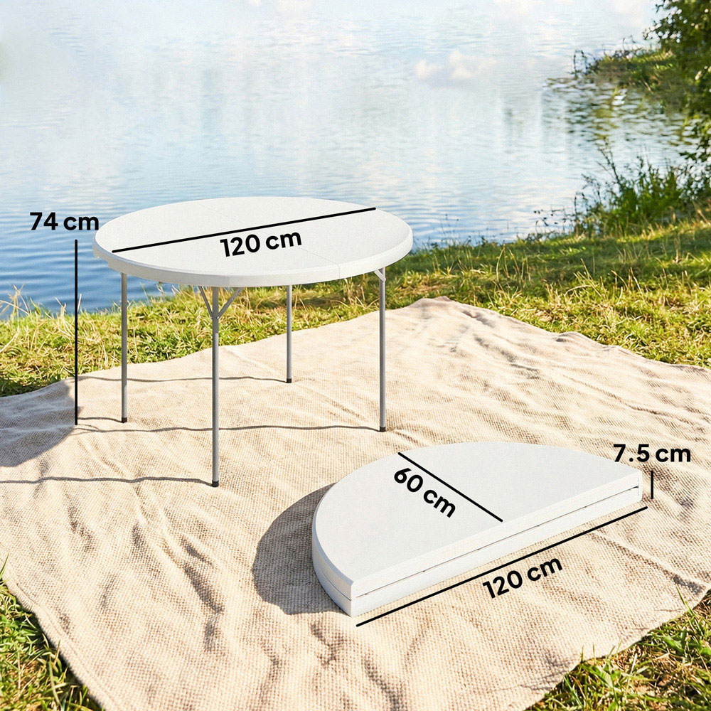 Outsunny White Heavy Duty Round Folding Picnic Table 120cm Image 9
