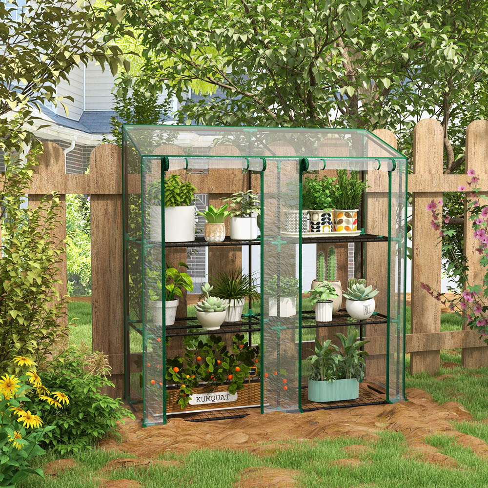 Outsunny 3 Tier Clear 4.6 x 1.5ft Mini Greenhouse Image 2
