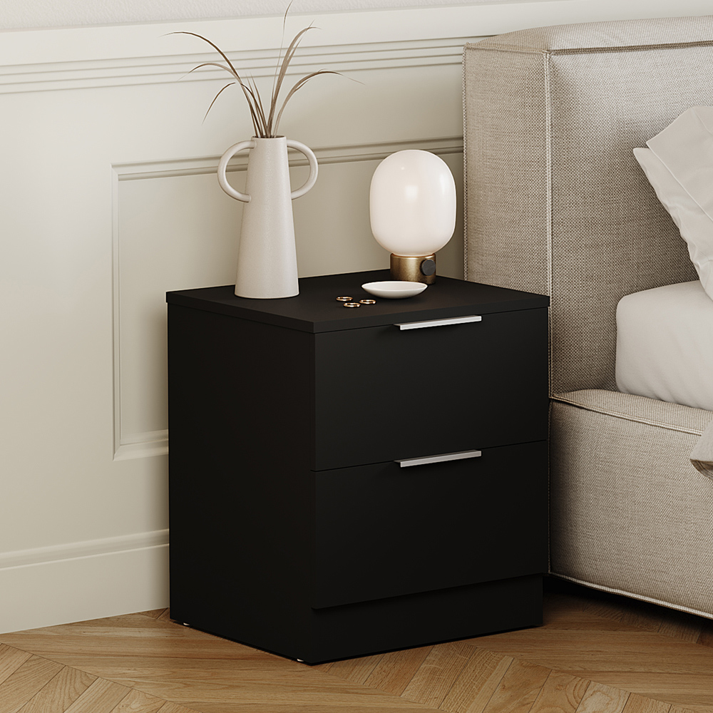 VIDA DESIGNS Terga 2 Drawer Black Bedside Cabinet Image 5