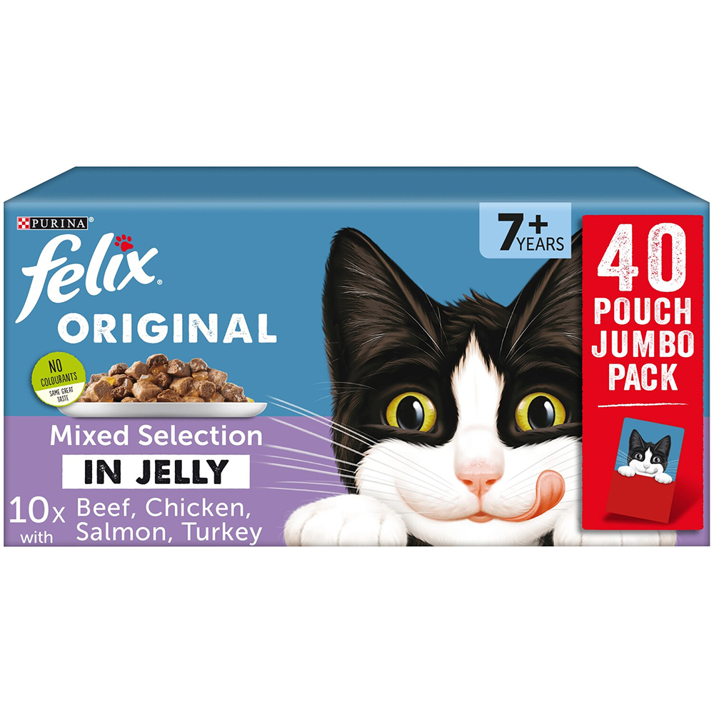 Felix Mixed Selection in Jelly Senior Cat Food 100g 40 Pack Image 1