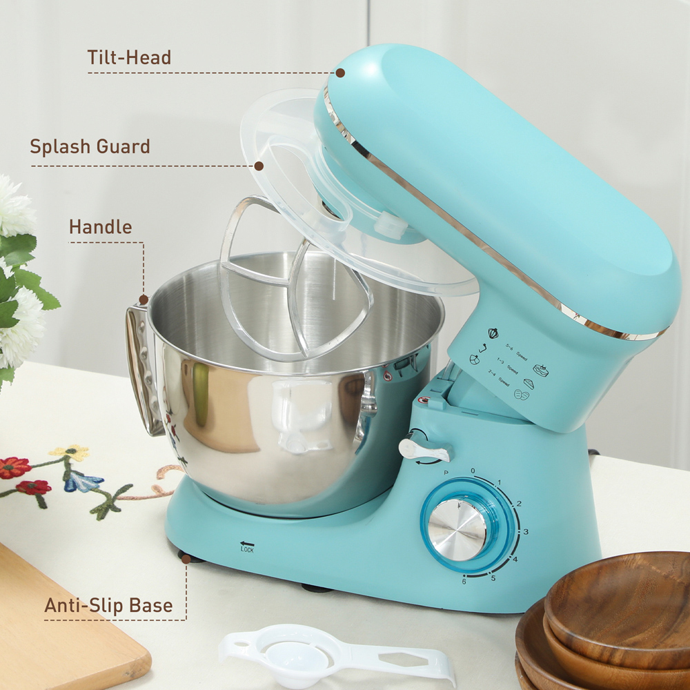 HOMCOM 800-250V70BU Blue 4.5L Electric Stand Mixer with Dough Hook 1400W Image 8