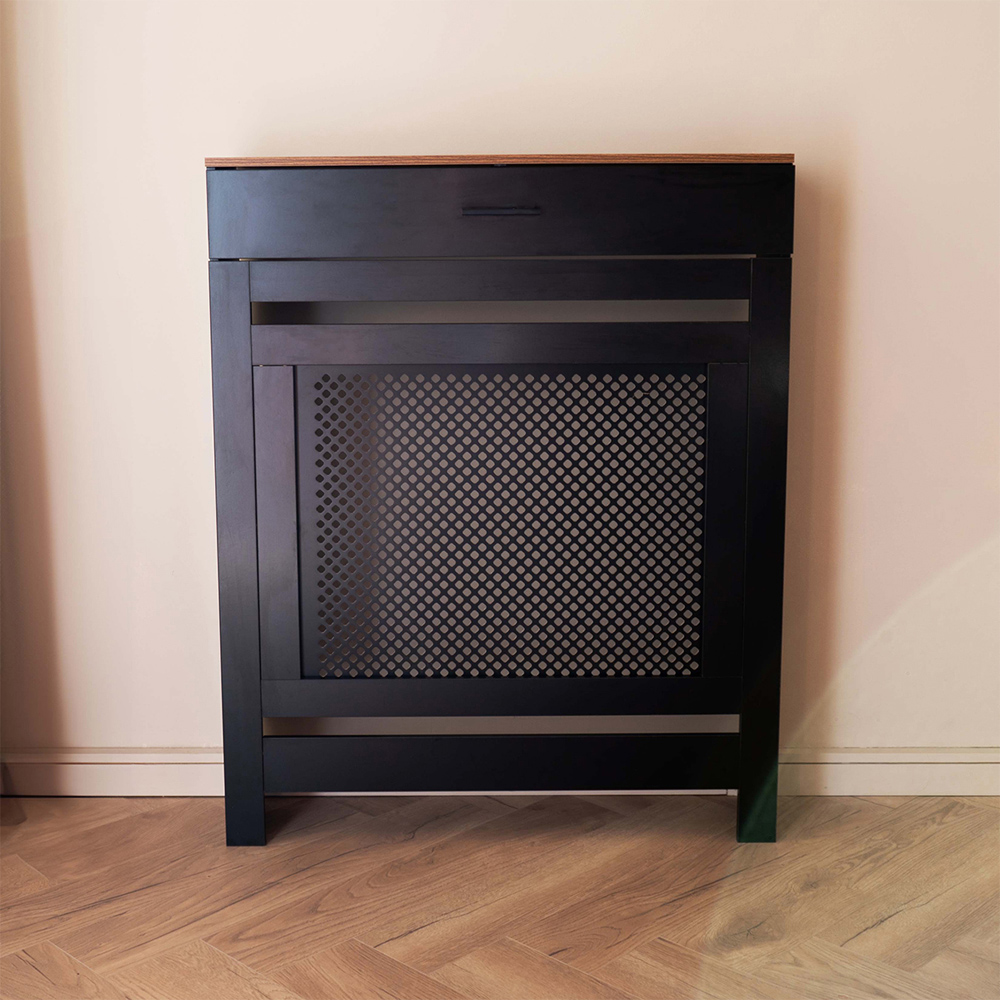 Portland Single Drawer Black Radiator Cover Small Image 2