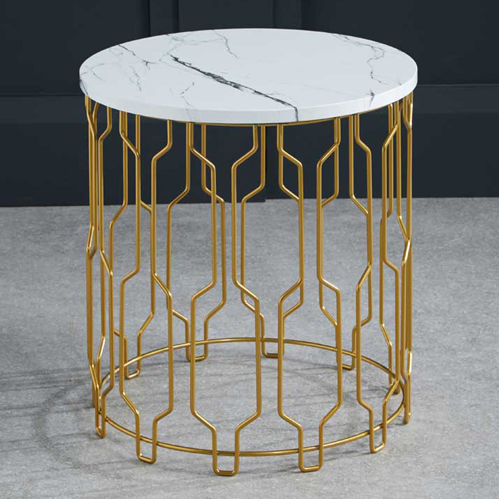 Grace White Faux Marble Top Side Table Wilko