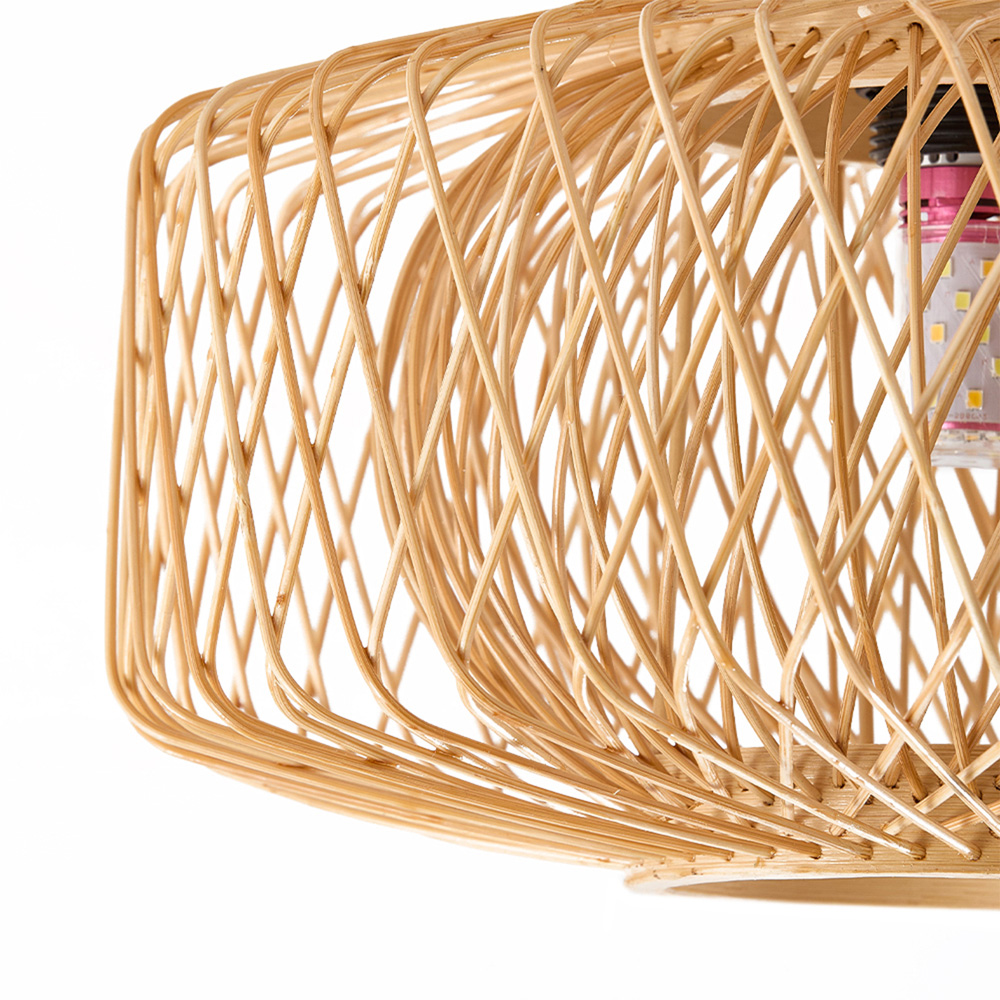 Living and Home Natural Wood and Bamboo Hardwired Lantern E27 Ceiling Light Image 4