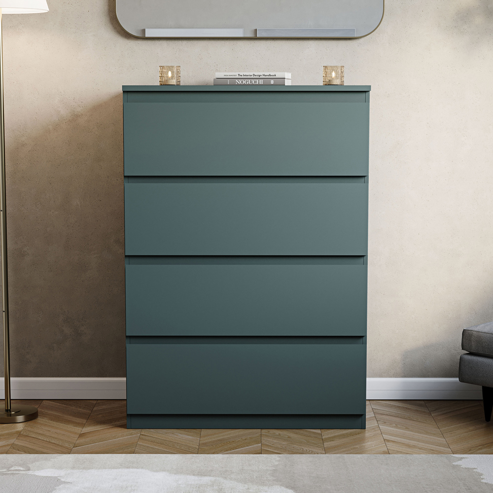 VIDA DESIGNS Denver Jasper Green 4 Drawer Bedside Table Image 3