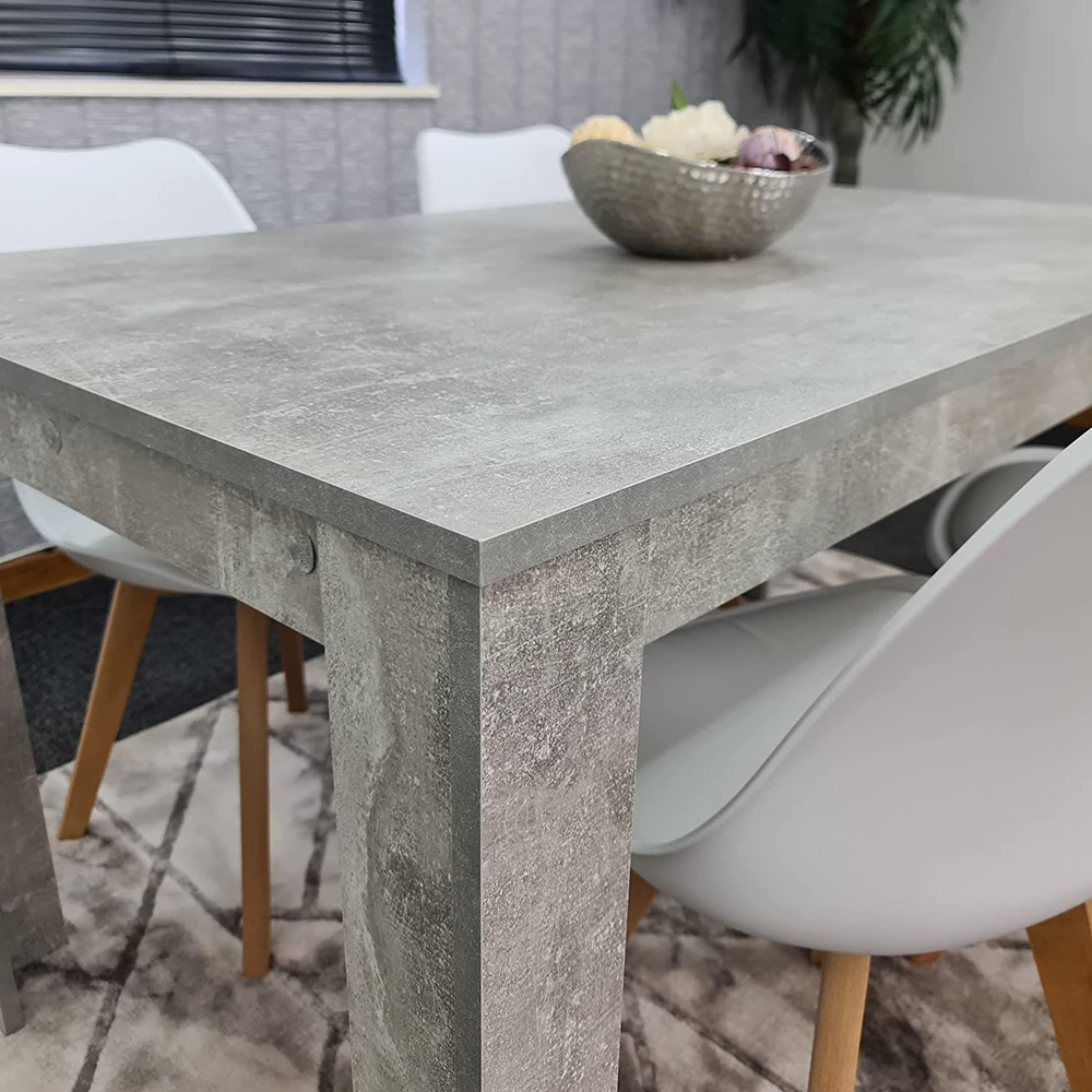 Portland Plastic Leather 4 Seater Dining Set Stone Grey and White Image 4