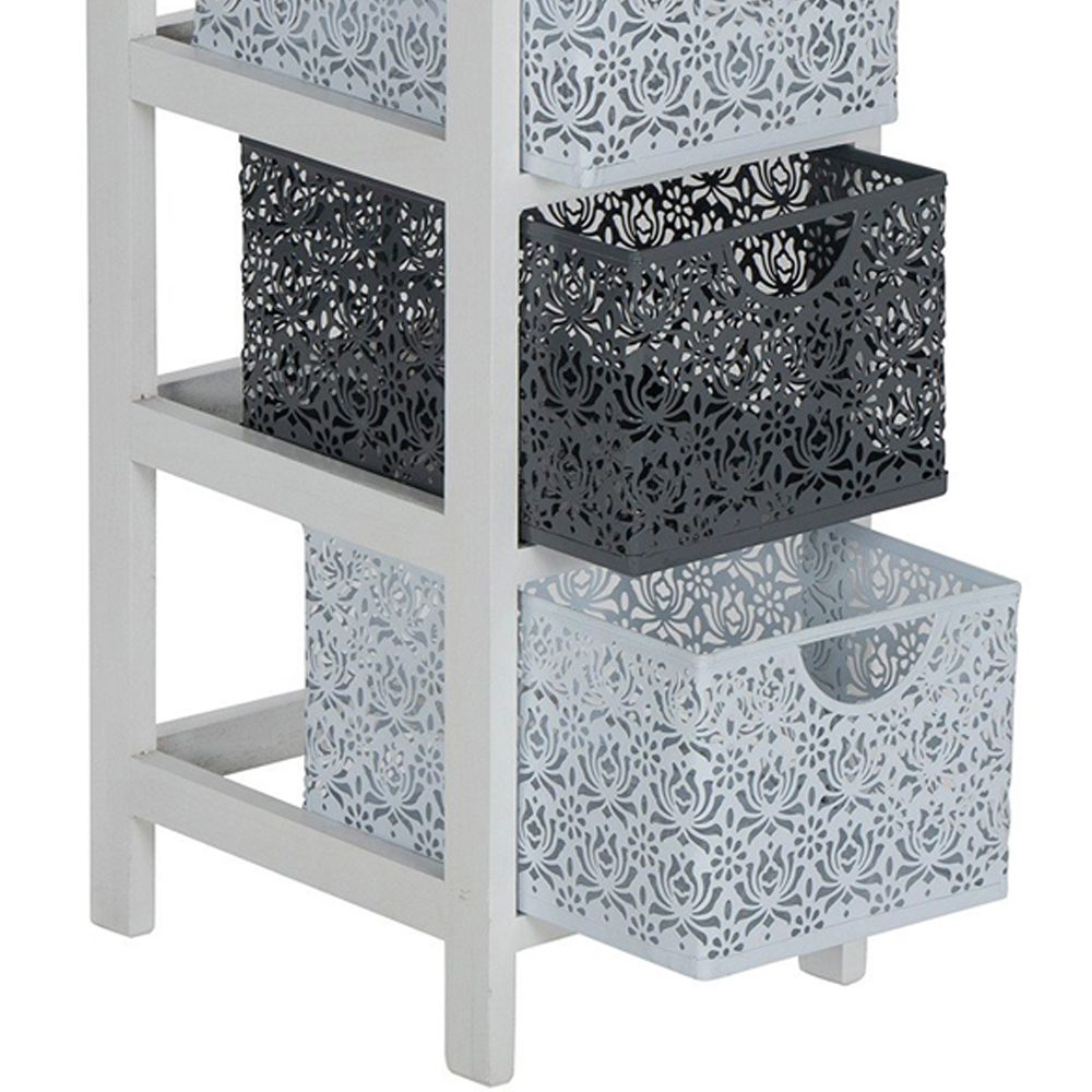 Lacey 4 Drawer Grey and White Storage Tower Image 6