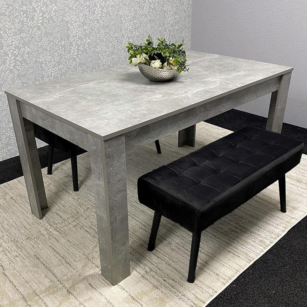 Portland 2 Seater Velvet Wooden Dining Set with Bench and Black Image 1