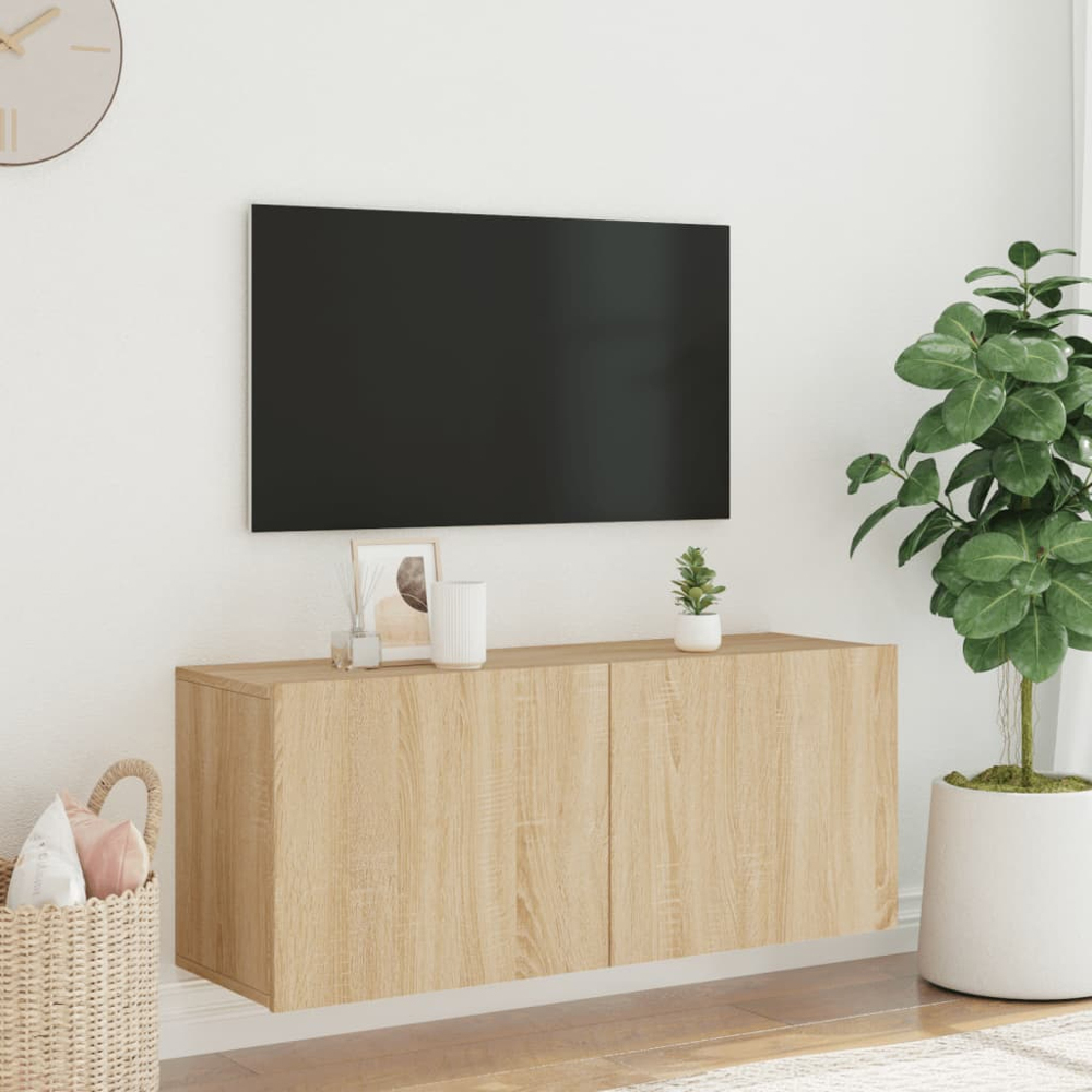 vidaXL 2 Door Sonoma Oak Wall Mounted TV Cabinet Image 3