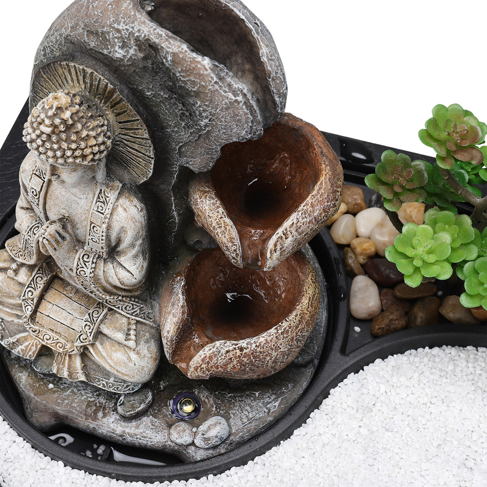 Living and Home LED Buddha Zen Tabletop Fountain Image 3