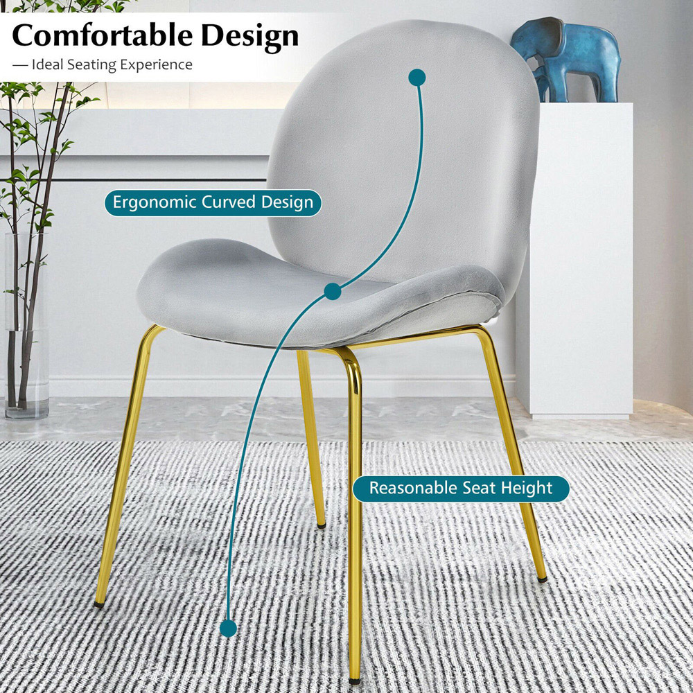 Costway Set of 2 Grey Velvet Dining Chairs Image 8