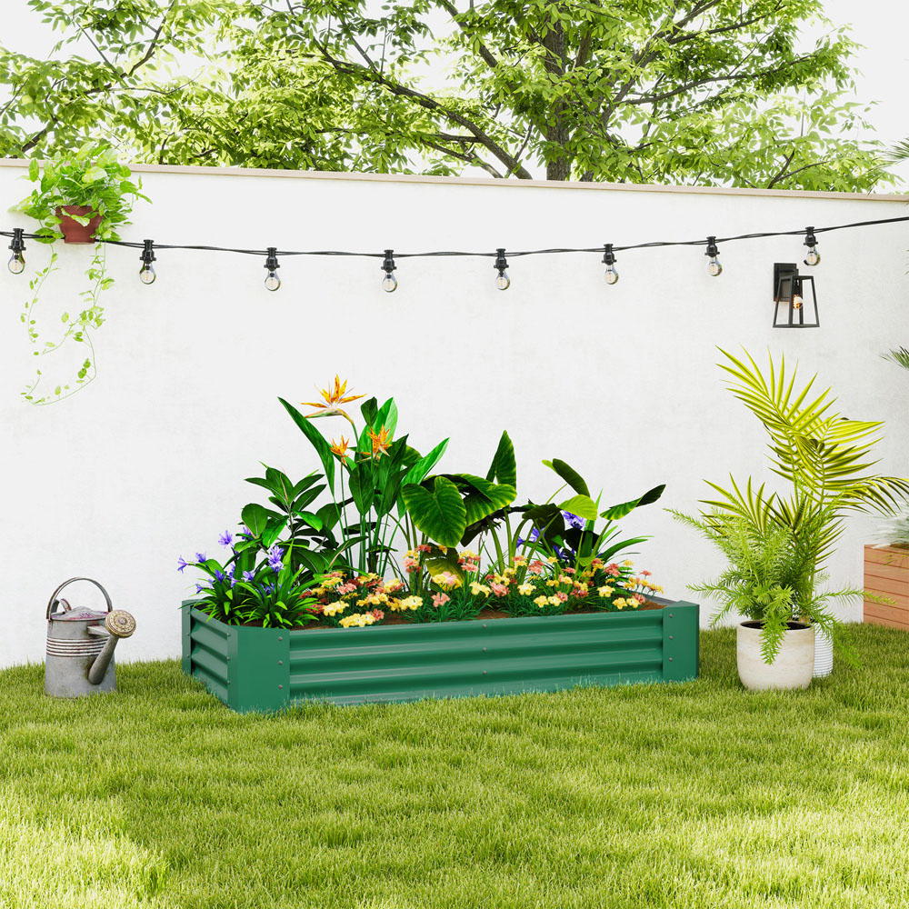 Outsunny Green Galvanised Raised Garden Bed 2.9 x 5.9ft Image 2