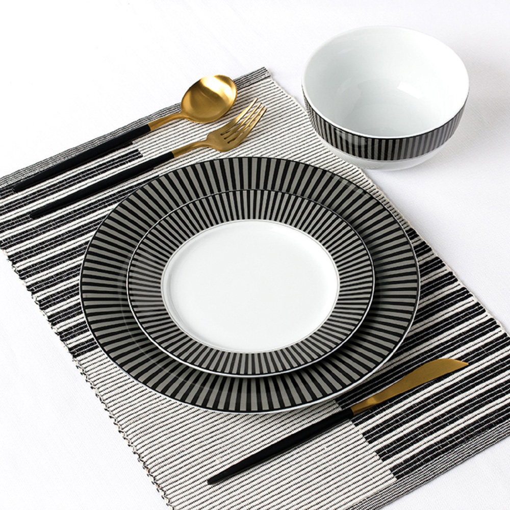 Waterside Belmont Black Stripe 12 Piece Dinner Set Image 2