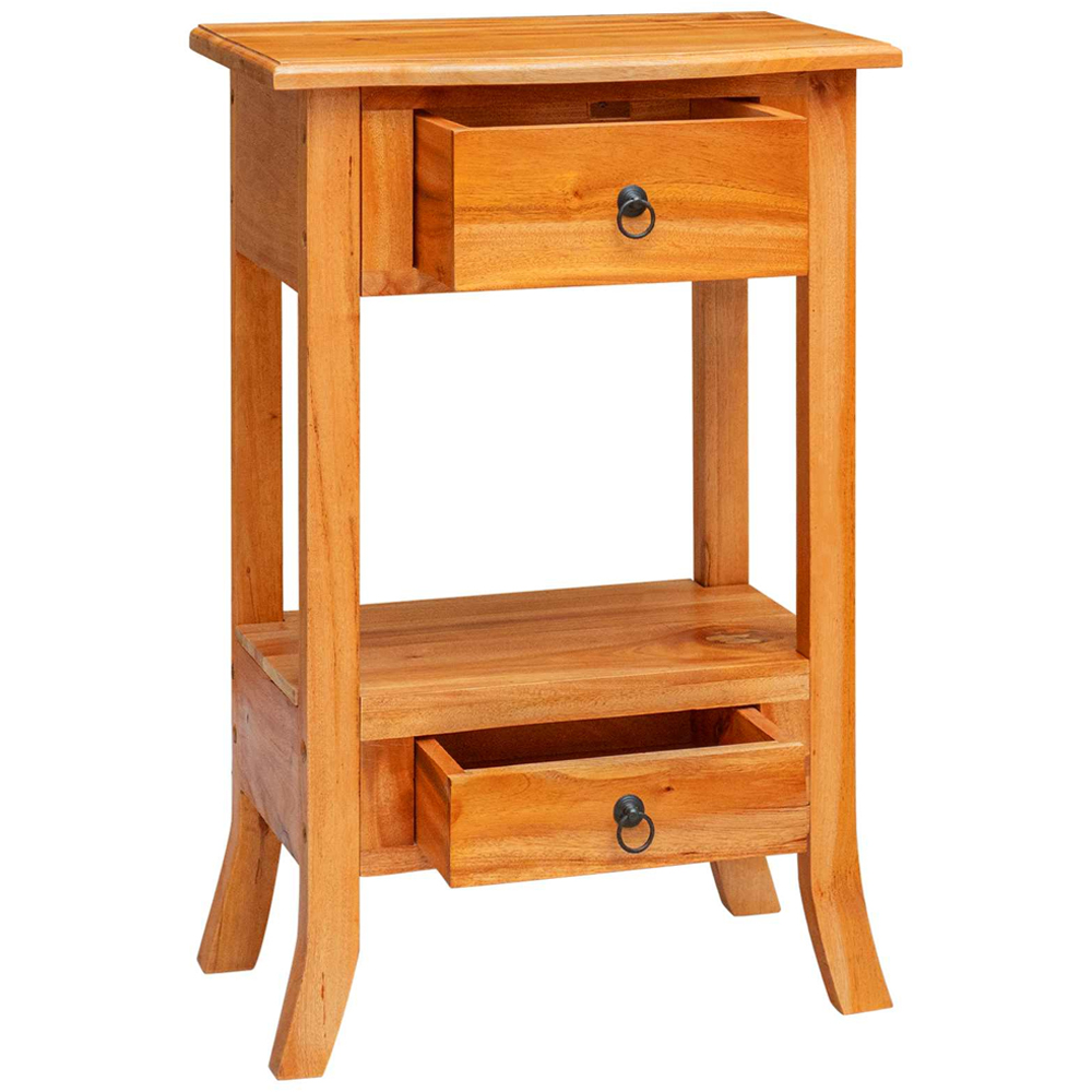 vidaXL 2 Drawer Single Shelf Natural Solid Mahogany Wood Console Table Image 2