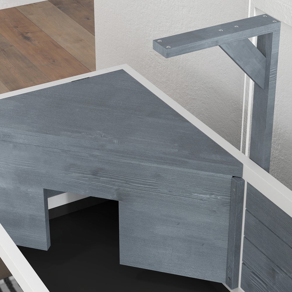 PawHut Wooden Tortoise House with Storage Shelf and Windows Image 4