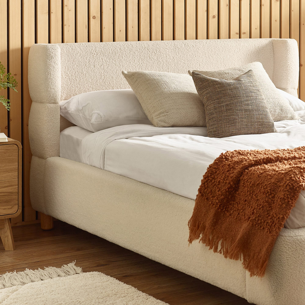 Julian Bowen Oberon King Size Cream Boucle Upholstered Bed Image 7