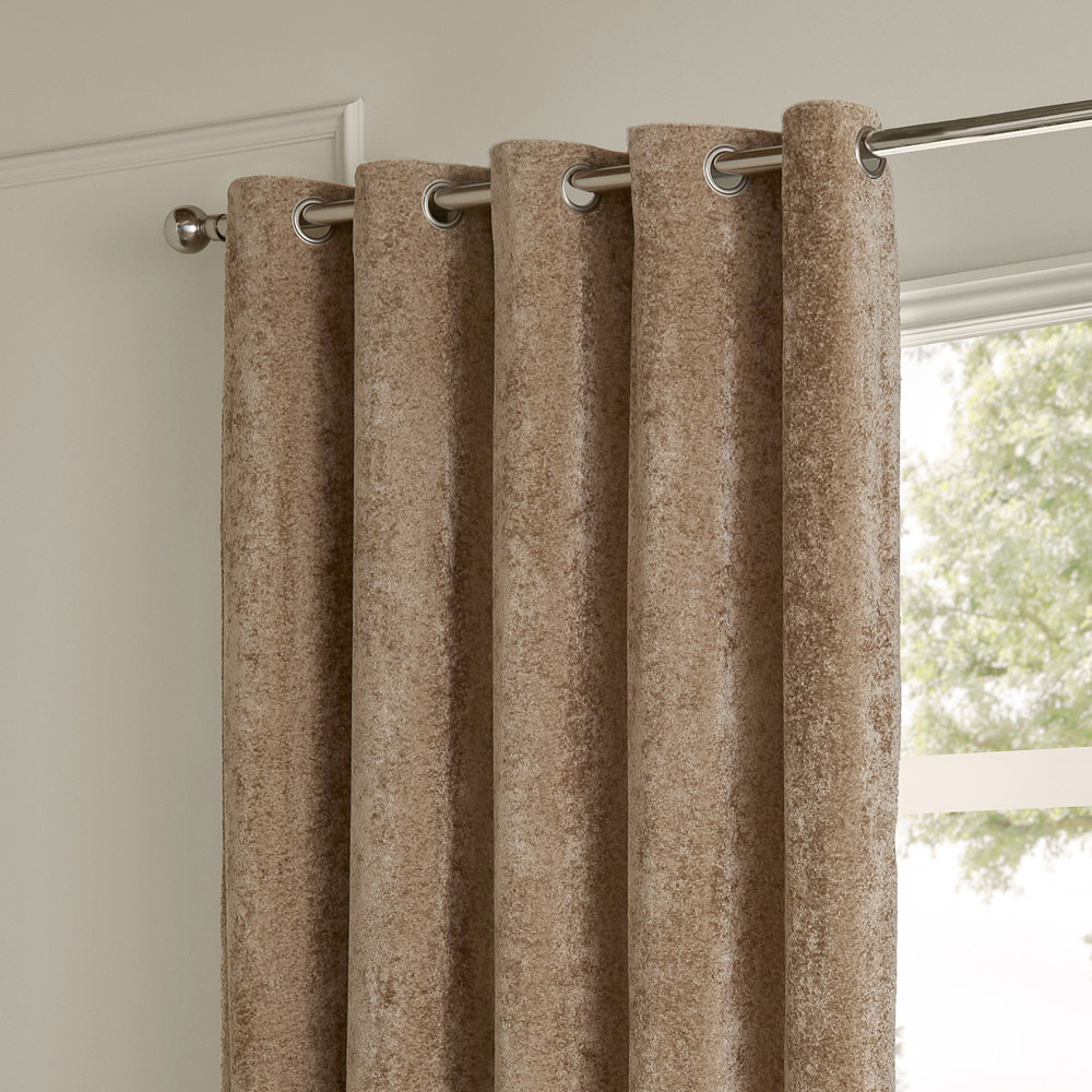 Paoletti Champagne Lustre Velvet Fully Lined Eyelet Curtains 168 x 183cm Image 3