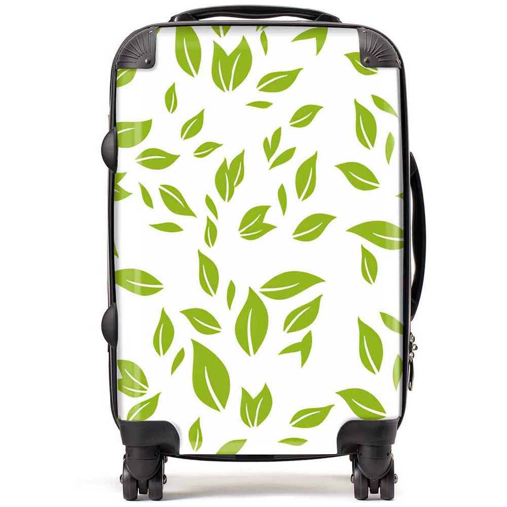 Warren Reed Designer Cabin Green Leaves Suitcase Image 1