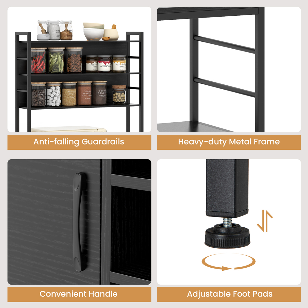 Costway Black Bakers Rack with Power Outlet Image 7