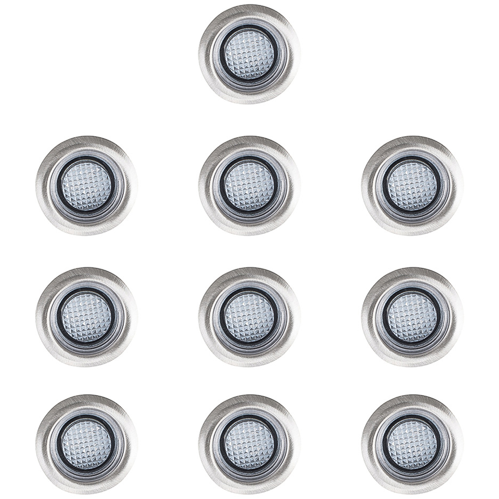 ValueLights 10 Pack Silver Round Blue LED Decking Kitchen Plinth Light Image 1