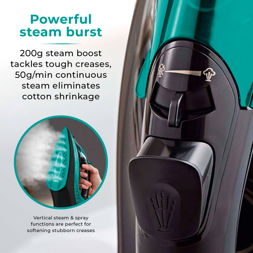 Tower Ceraglide Black and Teal Cord and Cordless Iron 2800W Image 6