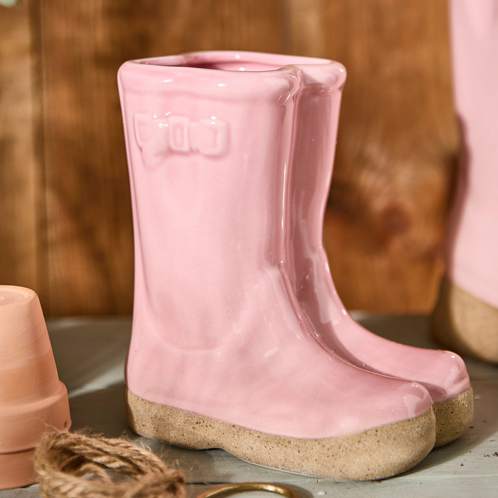 Dibor Pink Double Wellington Planter 17cm Image 3