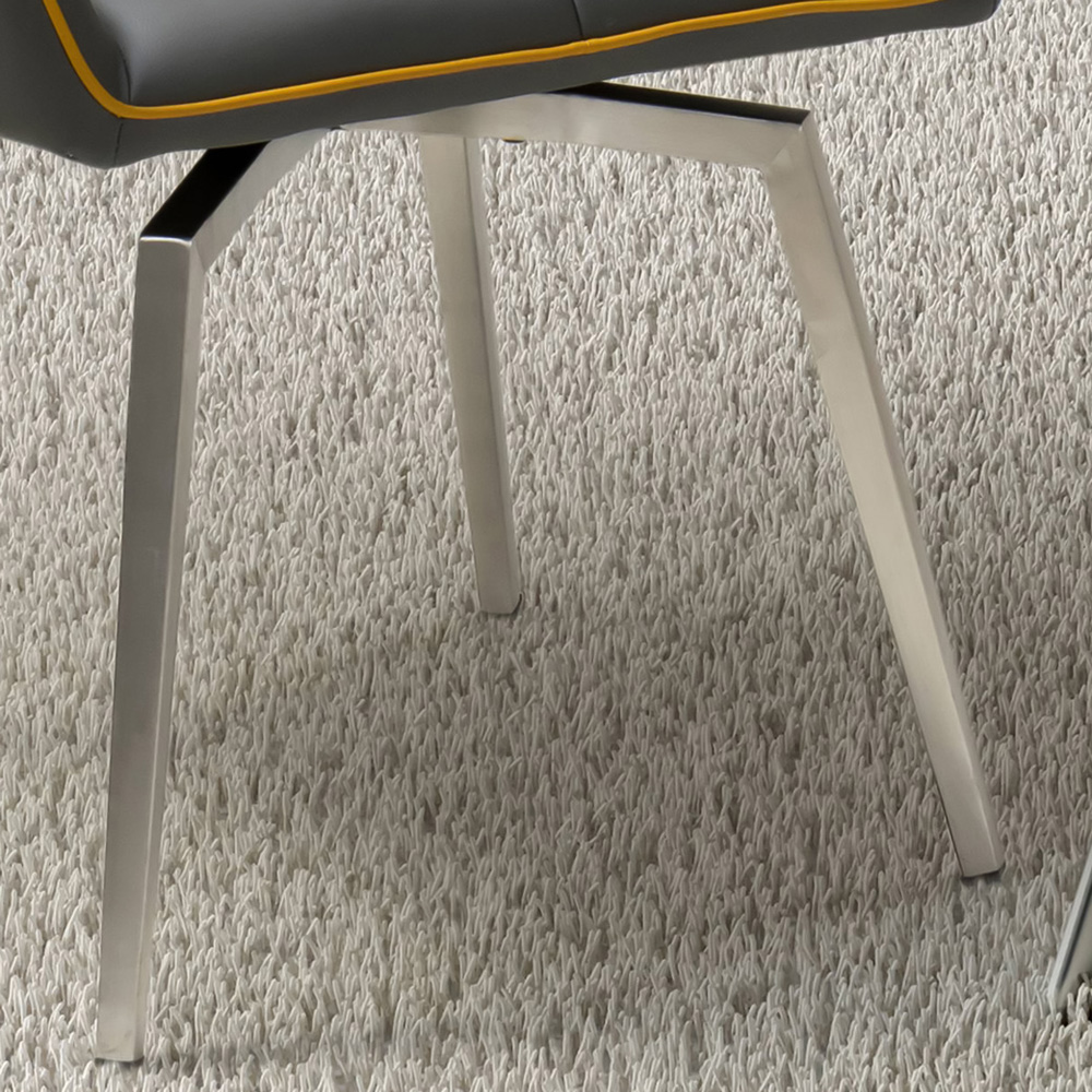 Mako Set of 2 Graphite Grey Swivel Leather Effect Dining Chair Image 3