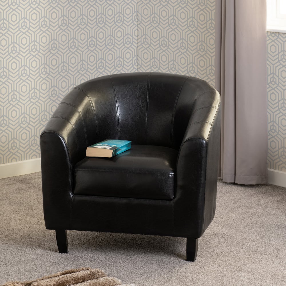 Seconique Tempo Black PU Leather Tub Chair Image 3