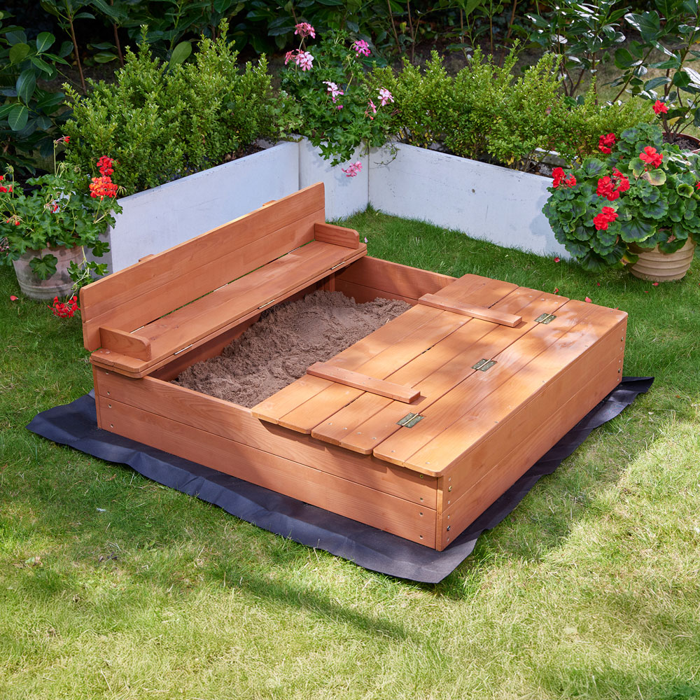 Liberty House Toys Kids Sandpit with Seating and Cover Image 7