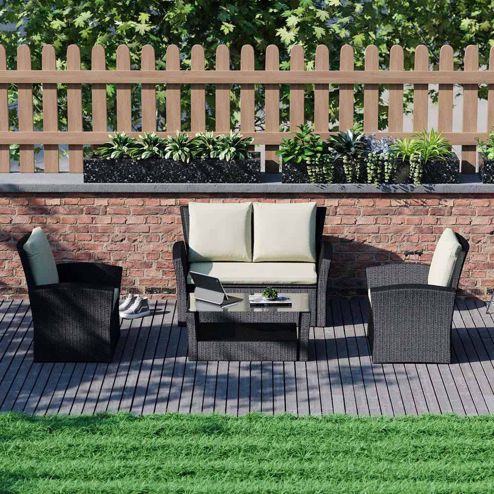 Garden Vida Mylor 4 Seater Black Rattan Lounge Set Image 3