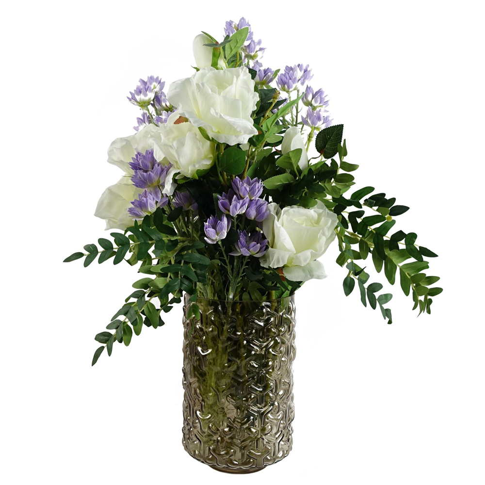 Botanik Chestnut Embossed Glass Vase 26cm Image 5