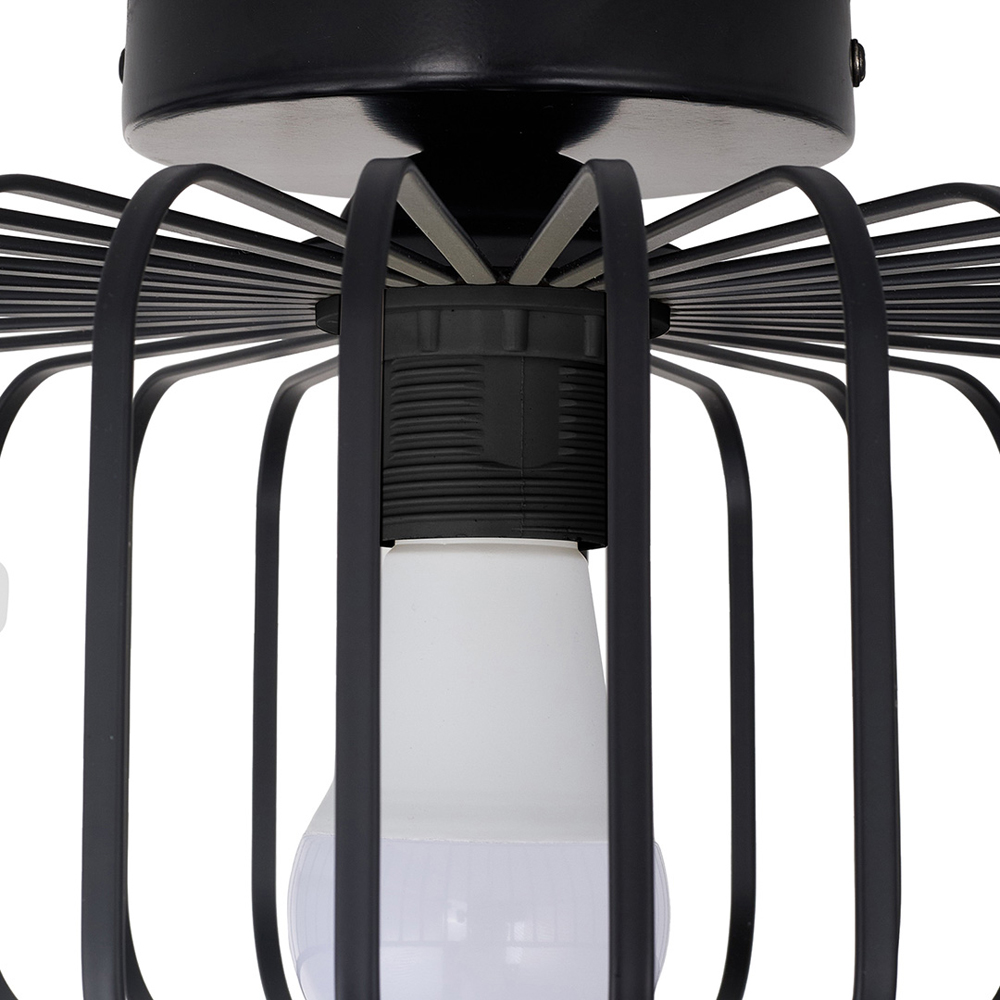 Living and Home Black Cage E27 Ceiling Light with Tri-Colour LED Bulb Image 5