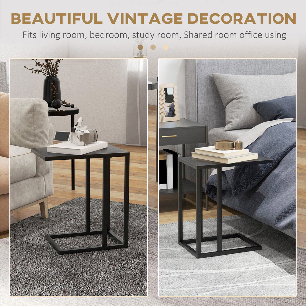 Portland Black Marble Effect Top C Shape Side Table Image 7