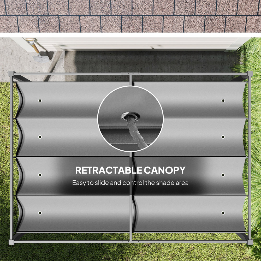Outsunny 3 x 2m Grey Steel Frame Retractable Roof Pergola Image 5