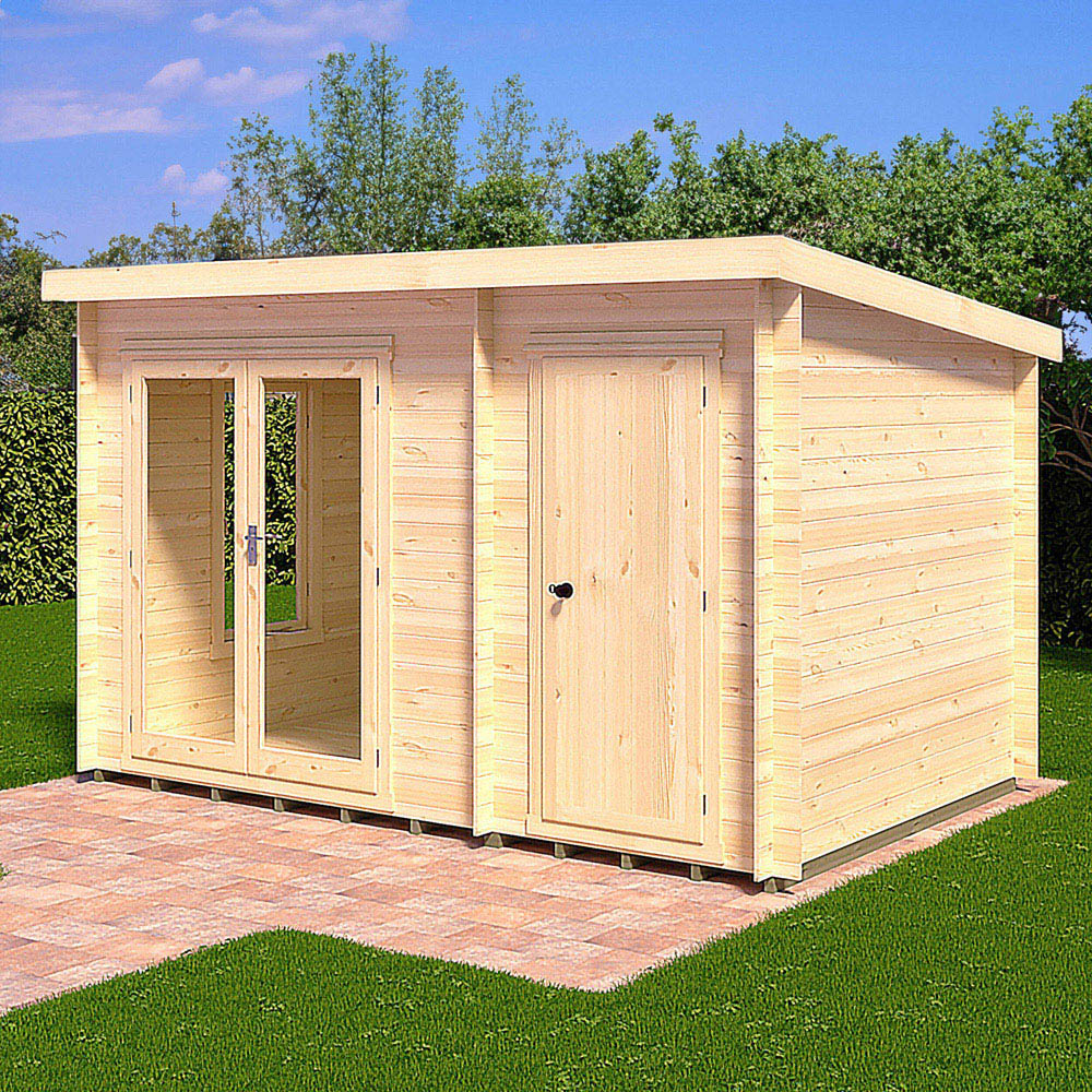 Shire Elm 8 x 12ft Contemporary Style Dual-Purpose Pent Log Cabin with Integral Storage Image 2