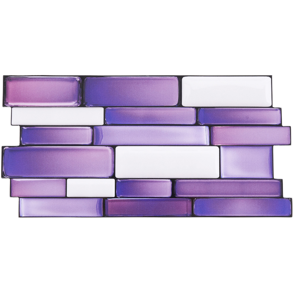 Living and Home Marble Effect Purple Self-Adhesive Wall Tile Sticker 20 Pack Image 2
