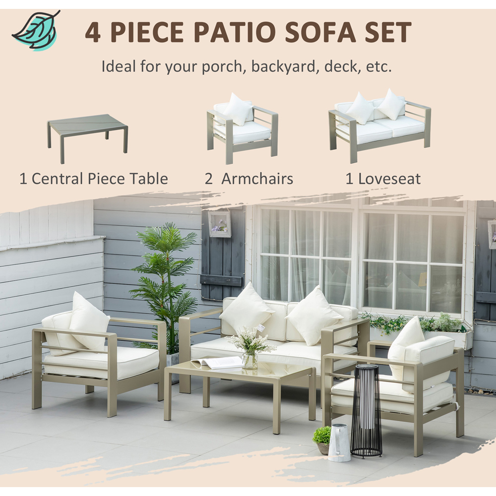 Outsunny 4 Seater Champagne Gold Outdoor Garden Furniture Set Image 4