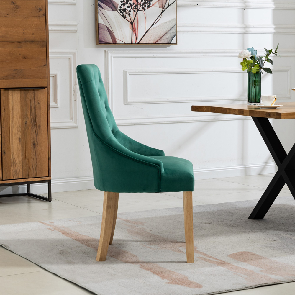 Artemis Home Ravenna Set of 2 Green Velvet Dining Chair Image 4