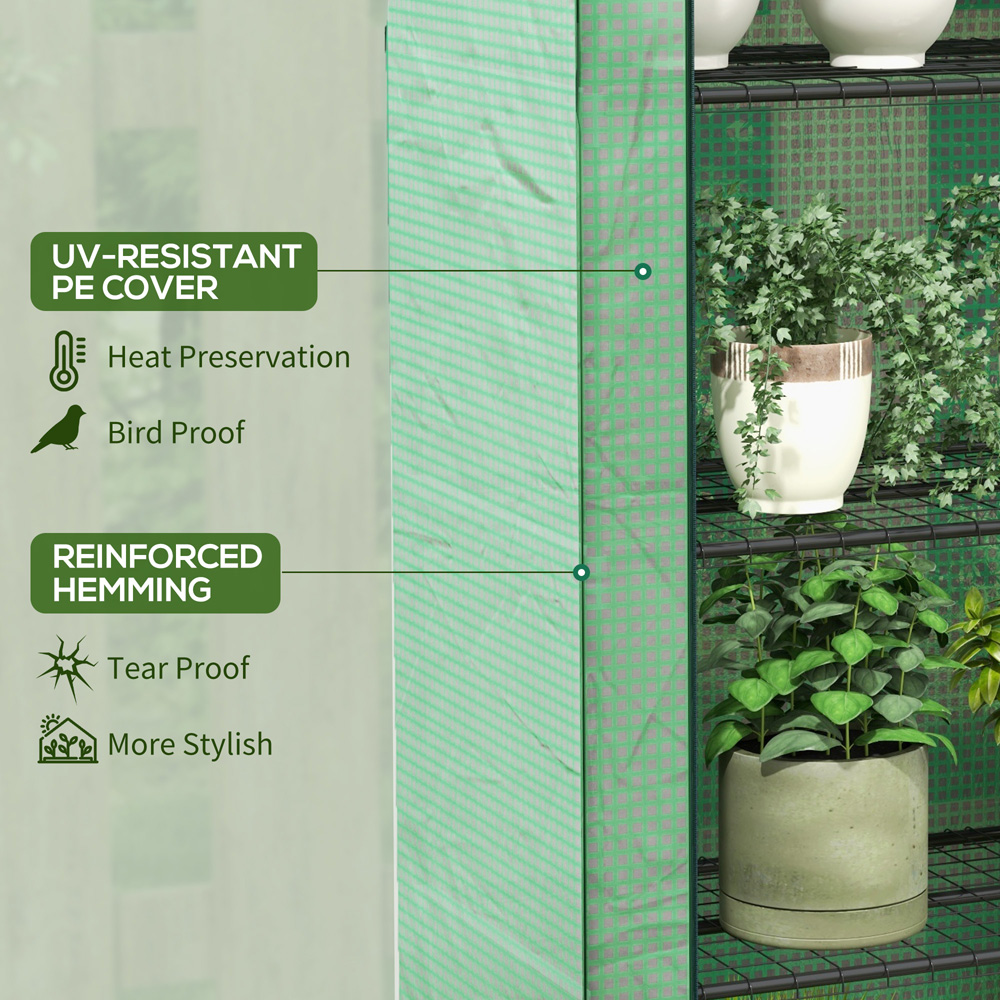 Outsunny Green Plastic 4 x 1.6ft 4-Tier Mini Greenhouse Image 5