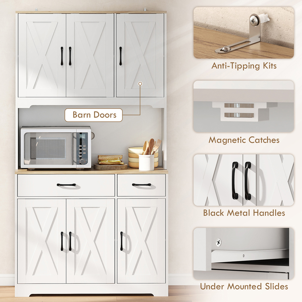 Portland 6 Door 2 Drawer Single Shelf White Tall Kitchen Cupboard Image 6