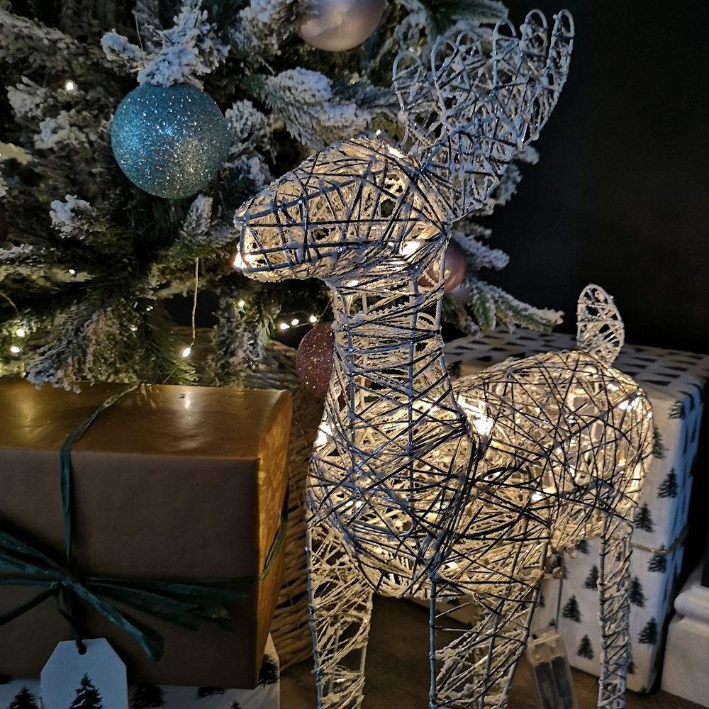 Samuel Alexander Silver Woven Reindeer LED Christmas Decoration 50cm Image 2