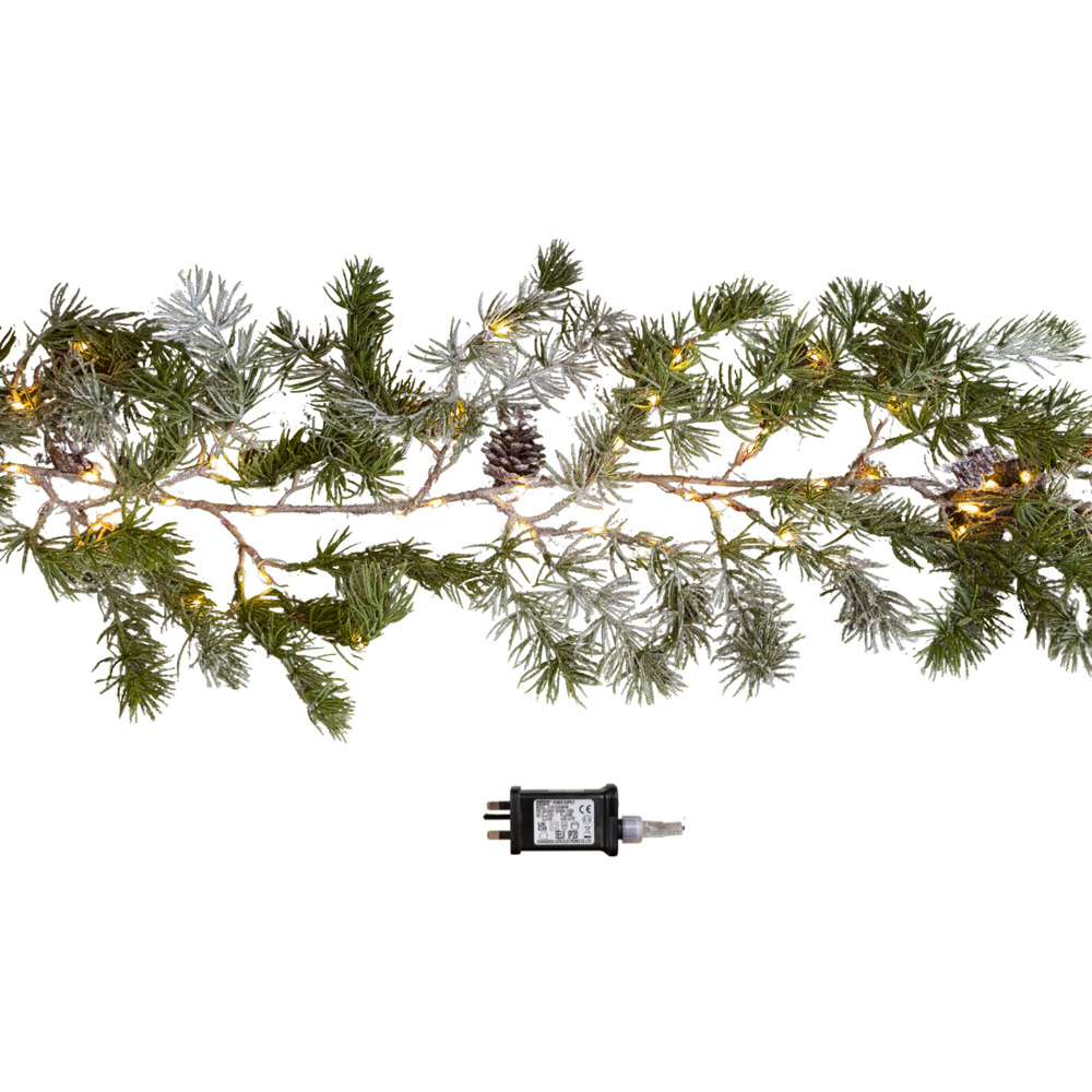 Samuel Alexander 120 Warm White LED Pine Needle Christmas Garland with Pinecones 180cm Image 2