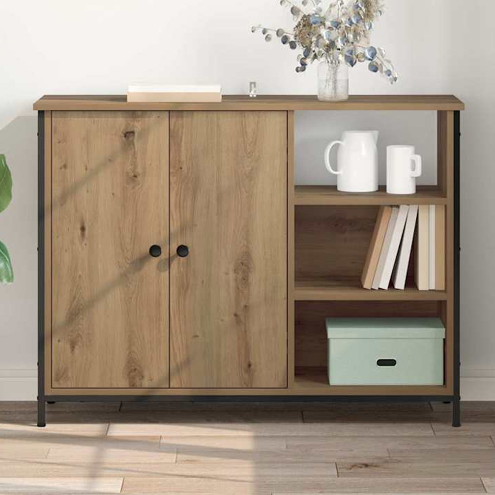 vidaXL 2 Door 3 Open Shelf Light Brown Sideboard Image 1