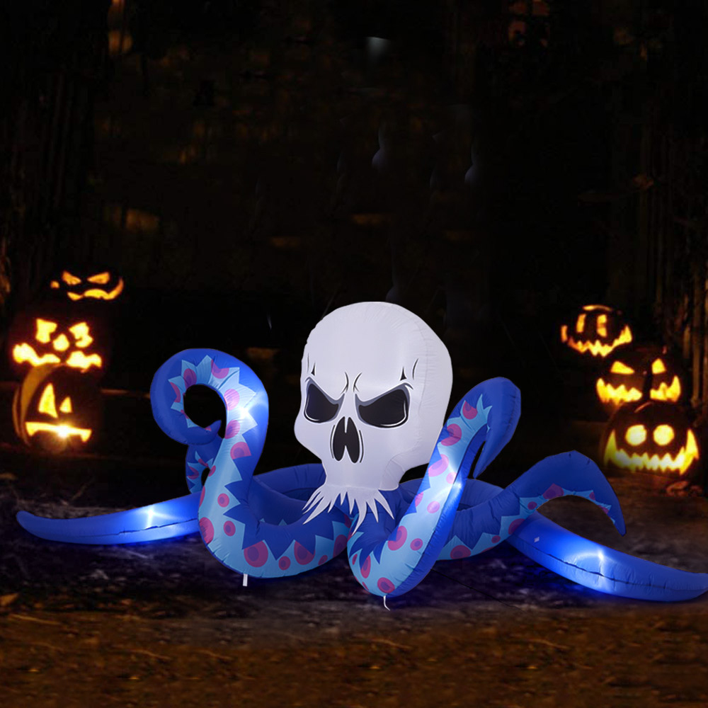 Living and Home Halloween Inflatable LED Skull Head Octopus 4ft Image 7