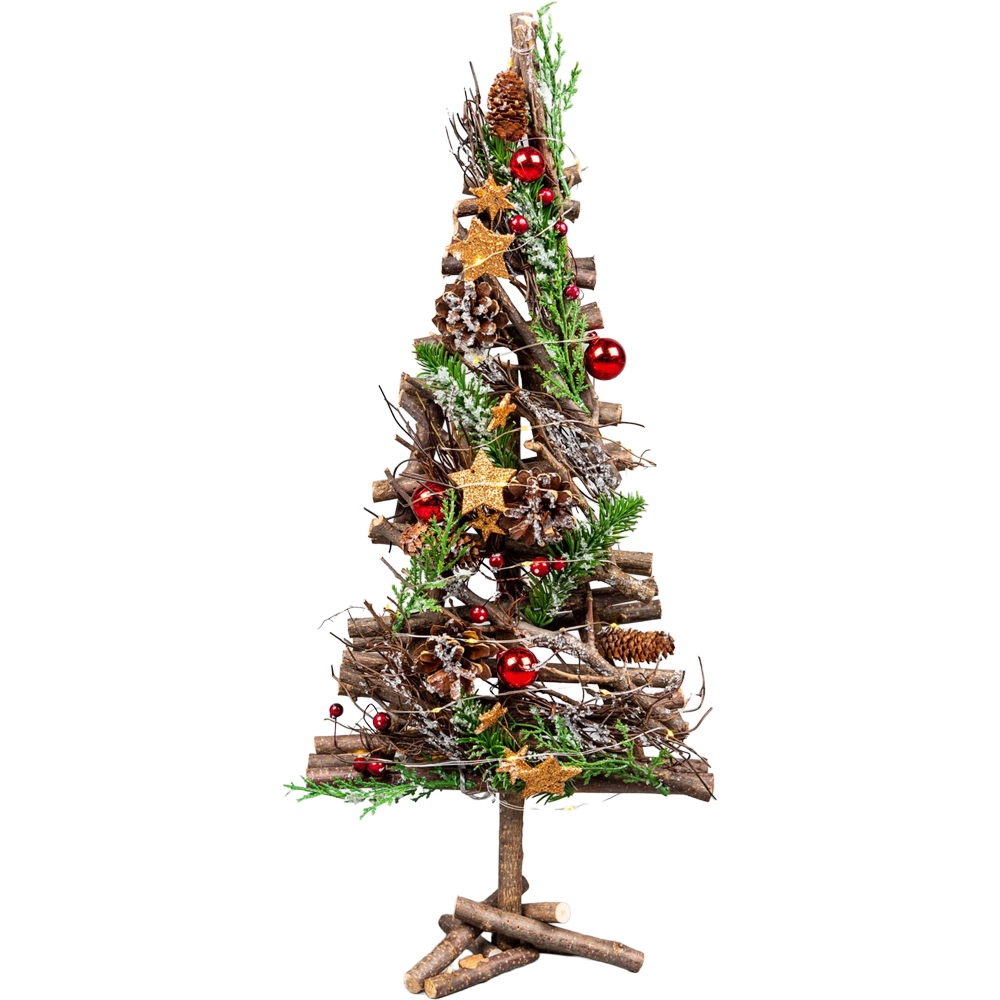Shatchi Red and Brown LED Twig Wood Christmas Tree 50cm Image 1