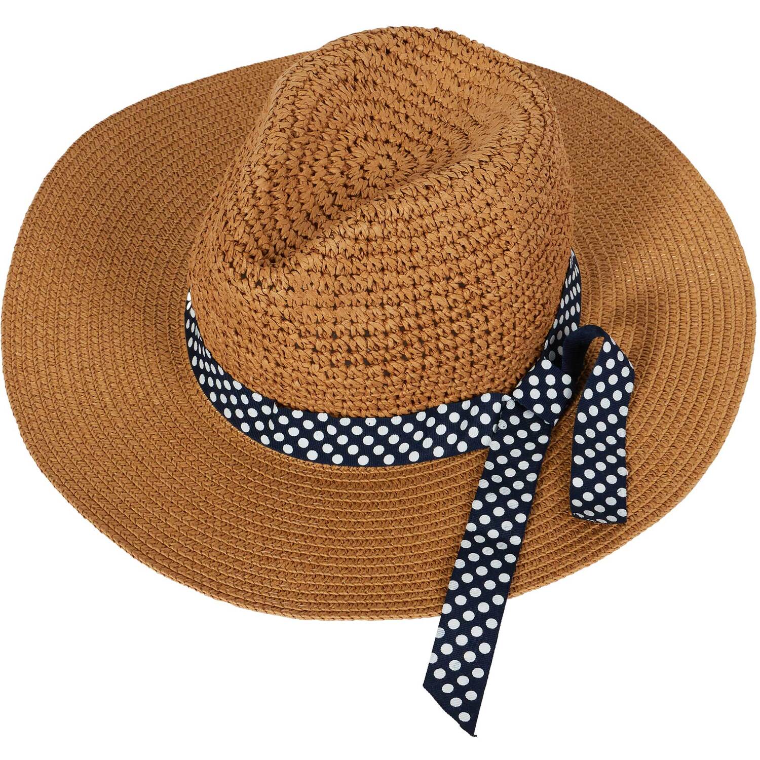 Trilby Hat With Polka Dot Ribbon - Natural Image 3