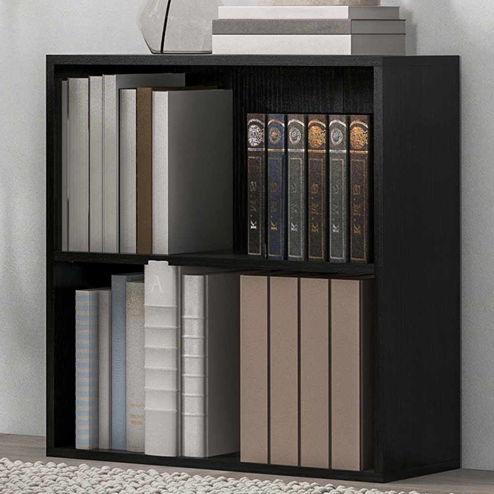 Portland 2 Shelf Black Bookcase Image 1