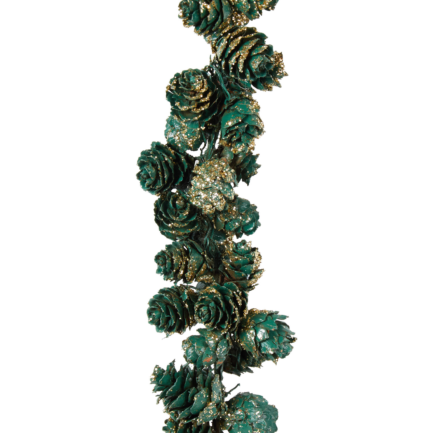 Green and Gold Pinecone Garland - Green Image 2