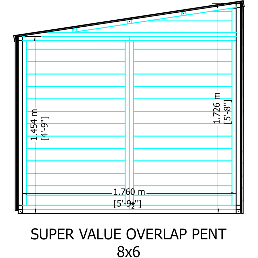 Shire Super Value 8 x 6ft Overlap Pent Garden Shed Image 8